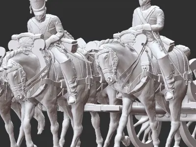 Gribeauval artillery train with  6 horses 3D print model