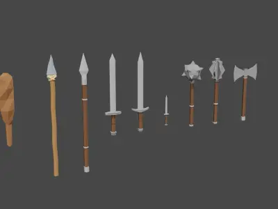 Melee Weapons Low-poly 3D model