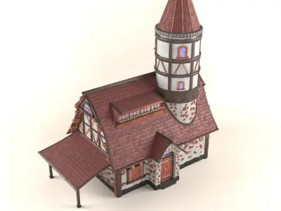 The house is in the medieval style Low-poly 3D model