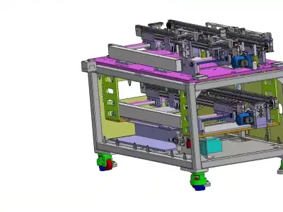 Automatic Width Adjustable Conveyor with Synchronized Twin Belts 3D model