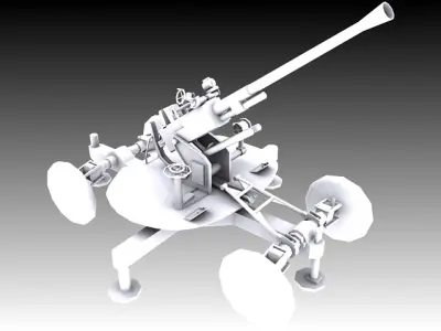 37mm M1939 61K Automatic Air Defense Gun 3D model