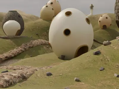 Whimsical Egg Village 3D model get