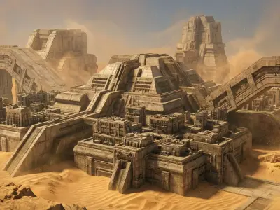 akr scifi architecture set 3 Low-poly 3D model