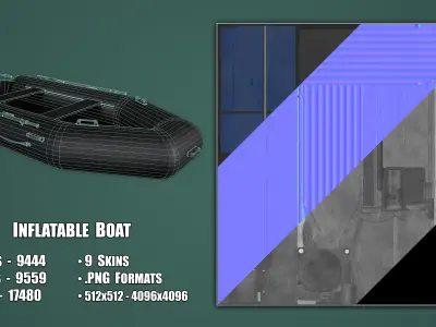 Inflatable Boat Low-poly 3D model buy