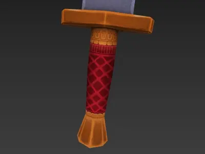 Hand Painted Low Poly Sword Free low-poly 3D model