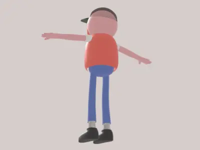 small town or trucker stylo character low poly Low-poly 3D model