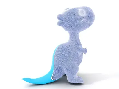 Whimsical bright blue cartoon dino with short snout wide eyes... Low-poly 3D model