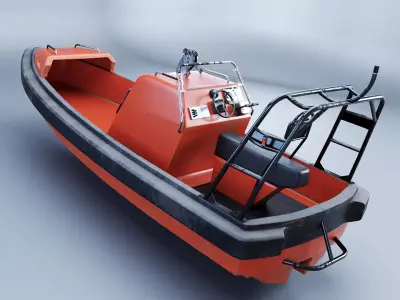 Fast Motor Lifeboat Aged Low-poly 3D model