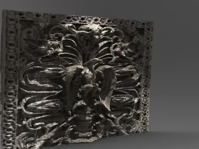 Phoenix Bird wall mural stone  3D model