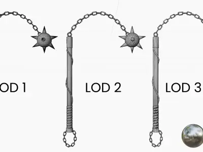 Medival One Ball Flail Low-poly 3D model