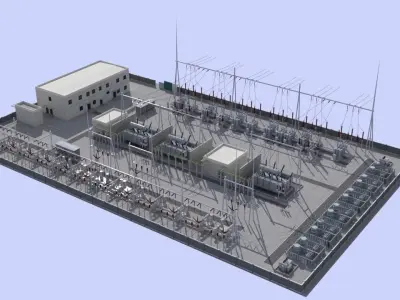 Electrical power substation 3D model