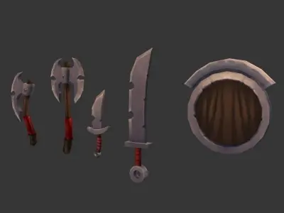 Handpainted Weapon Pack Low-poly 3D model