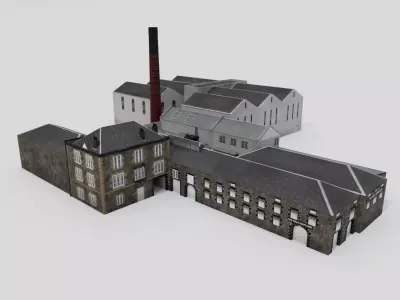 Oban Distillery Stone Buildings Low-poly 3D model