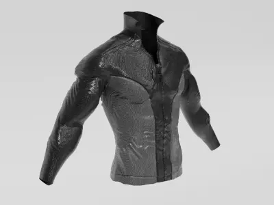 Mens Clothing Black Leather Biker Jacket Low-poly 3D model