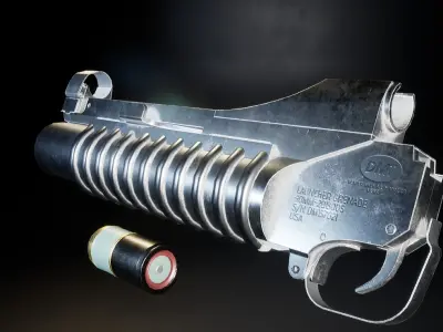 AAA M203 Under barrel Grenade launcher Game Ready PBR Low-poly 3D model