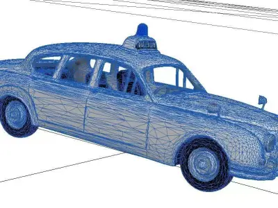 1960s Jaguar Police Sedan Classic Vintage Patrol Car 3D model