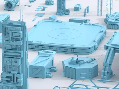 Scifi Dressing Kitbash Pack1 Low-poly 3D model