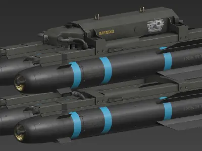 Hellfire Missile Launcher Low-poly 3D model