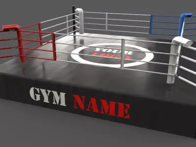 PBR Modular Professional Boxing Rings 18ftx18ft Low-poly 3D model