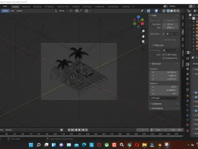 beach low poly model render in blender Low-poly 3D model