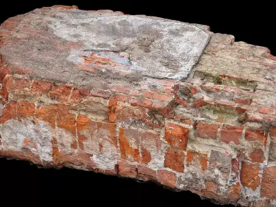 destroyed house debris block part bricks photogrammetry Low-poly 3D model