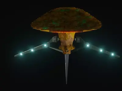 Fluing fly agaric and Fox  Free low-poly 3D model