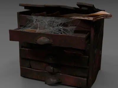 medieval cabinet magic experiments Low-poly 3D model