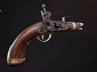 Medieval Pistol Low-poly 3D model purchase