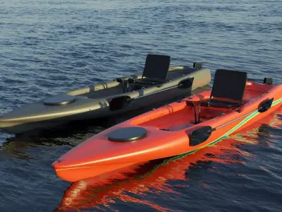 Kayak 3D model two kayaks floating in water 3D Model Pack