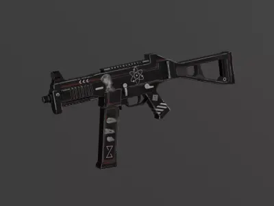 Low Poly UMP-9 Game Ready Quad Topology PBR Textures Low-poly 3D model