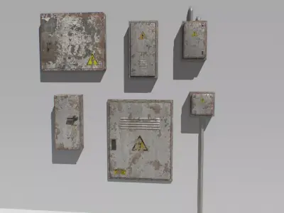 Old and Rusty Electrical Box Pack 1 Low-poly 3D model