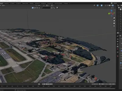 Two runways airport map with Texture Low-poly 3D model Low-poly 3D model