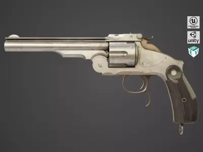  Revolver 02 Generic Silver All PBR Unity UE Textures Low-poly 3D model