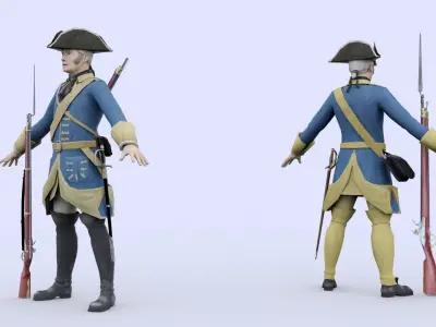 Swedish dragoon 1709 Low-poly 3D model