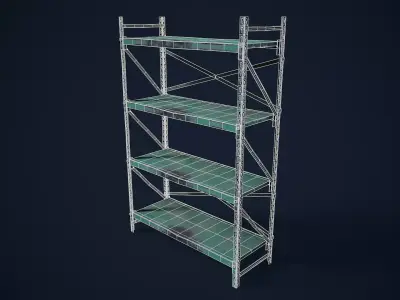 Metal Industrial Shelf 3D model 3D model