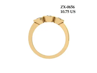 Round 3 Stone Bridal Ring 3D print model
