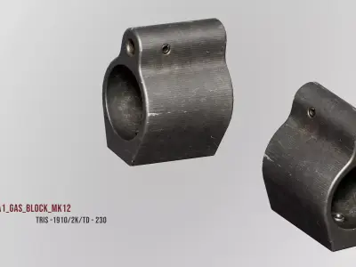 AR15 M4A1 Modular Gas Block MK12 Customizable Low-poly 3D model