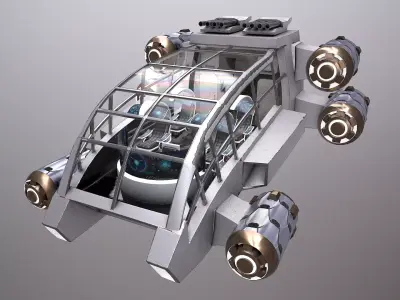 SciFi Spaceship Futuristic Low-poly 3D model