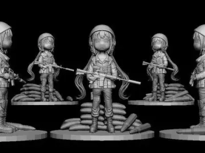the military girl soldier 3D print model