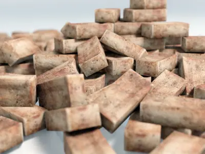 Brick Pile Low Poly game asset with 4 K PBR Textures Low-poly 3D model