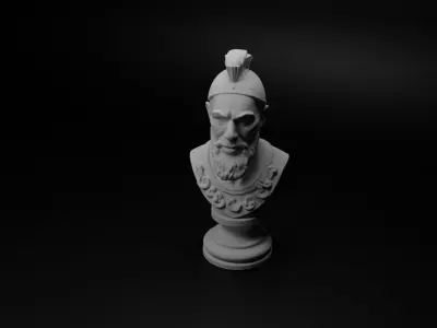 Zulu Warrior Bust Chess 3D print model shop