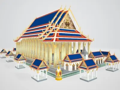 Ubosot and the Emerald Buddha 3D model
