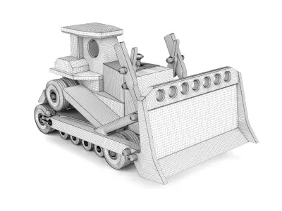 Wooden toy bulldozer 08 3D model