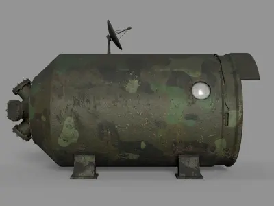 Old tank-bunker Low-poly 3D model