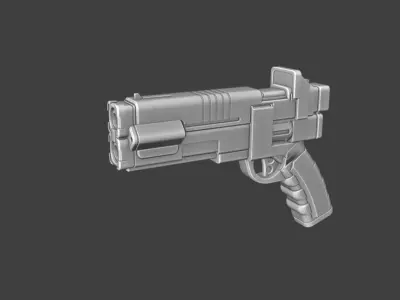 Double Barrel handgun Low-poly 3D model