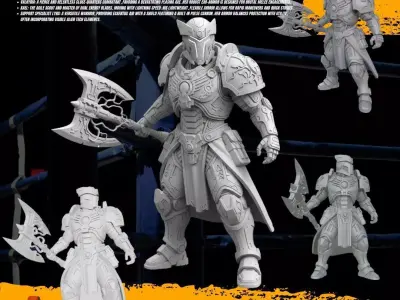 3D Printable Armored Sentinel Mighty Warrior Figure  3D model