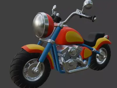 Cartoon Red Motorcycle 3D Model 3D model shop