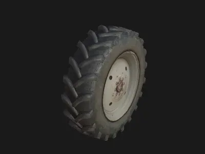 Wheel tractor tire Low-poly 3D model
