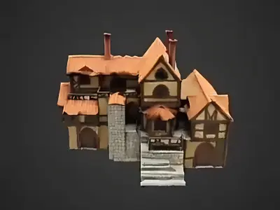 Modular Medieval House 3D Model  Textured FBX for Games  VR 3D model