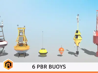 6 High-quality PBR Ocean Buoys  3D Model Pack